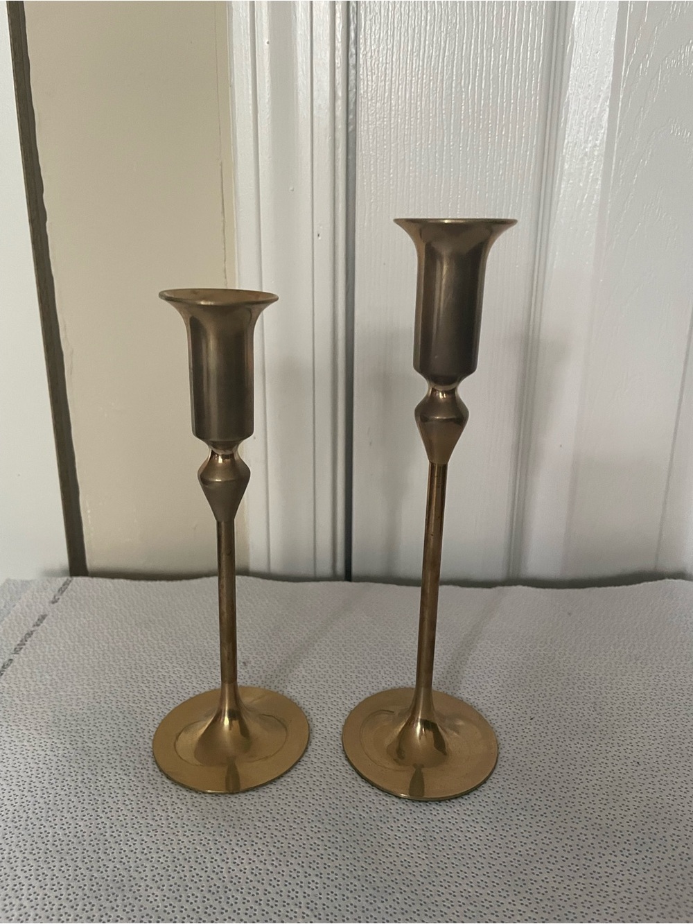 Vintage Brass Candlestick Pair - Elegant Gold Finish Home Accents